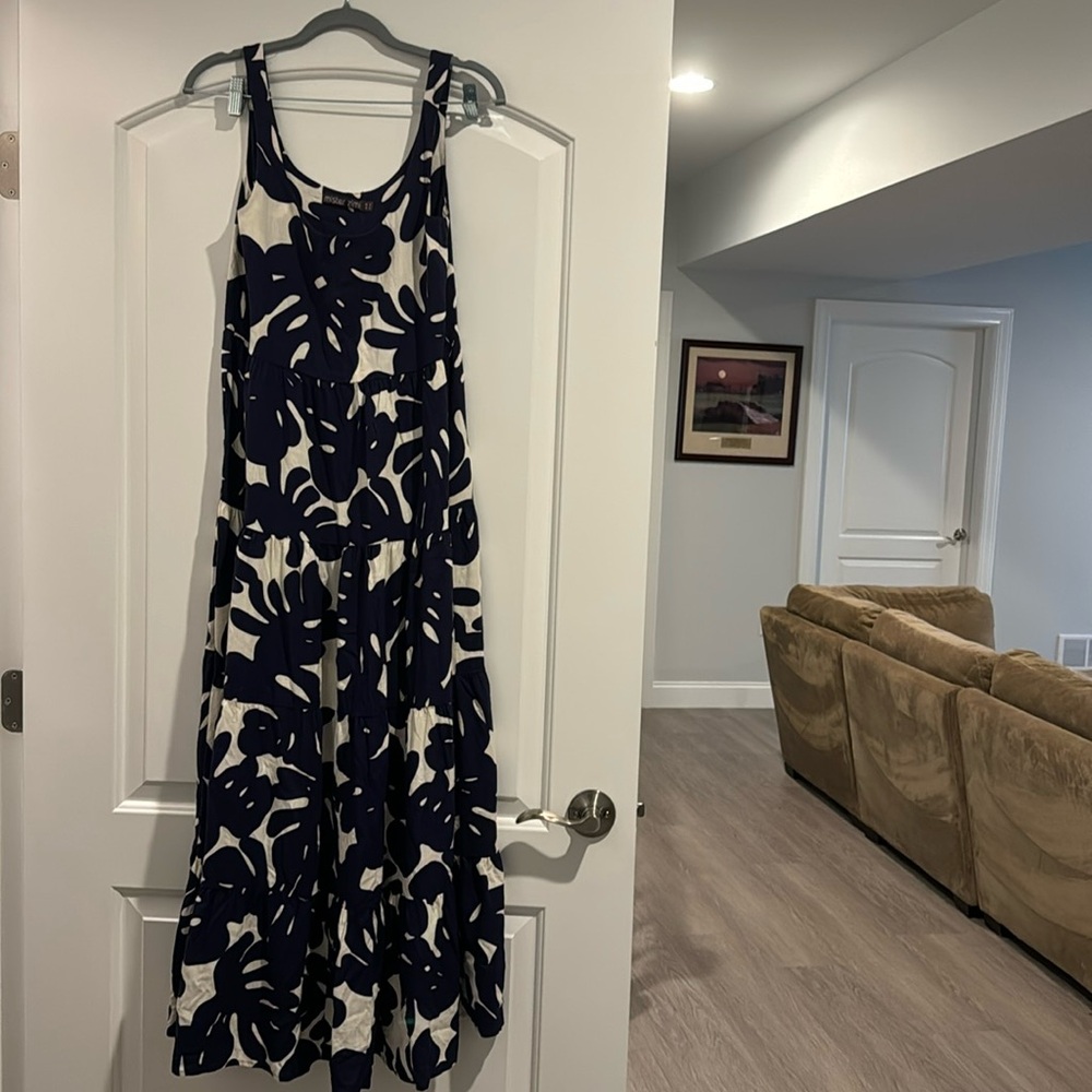 Mister Zimi Navy and White Floral Maxi Dress